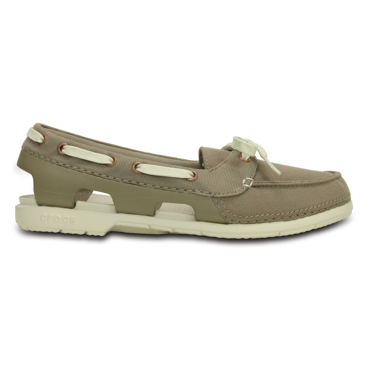 Pantofi Crocs Women's Beach Line Hybrid Boat Shoe Maro - Khaki/Stucco - imagine 5